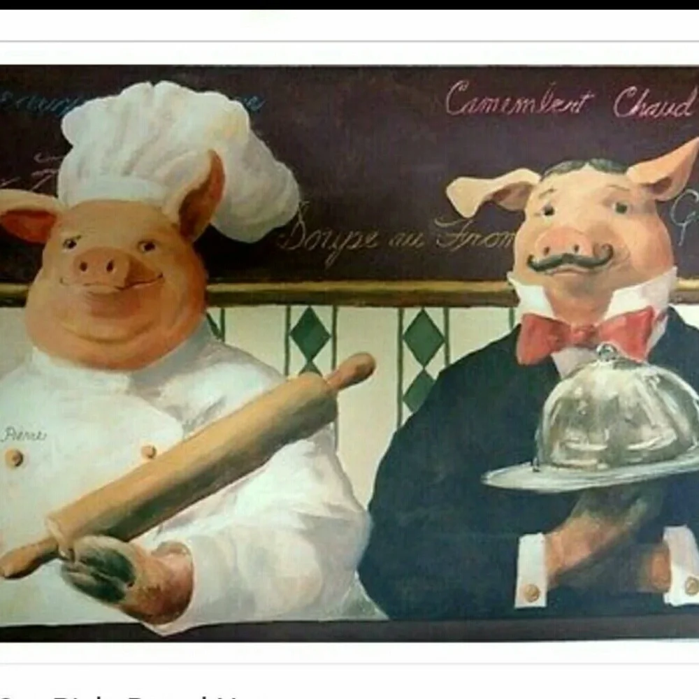 Wallpaper Border - French Chef Pigs Brown